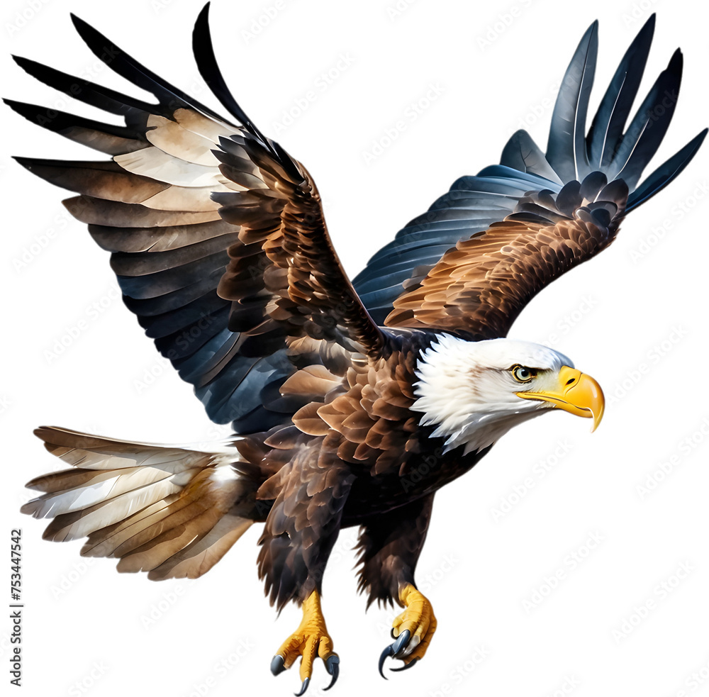 Obraz premium Watercolor painting of Bald Eagle. 