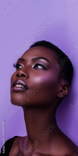 Beauty portrait of a young African American woman isolated with copy space for text