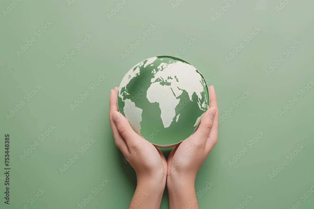 Hand holding earth against light green background. Save earth, save environment concept Hand holding earth against light green background. Save earth, save environment concept