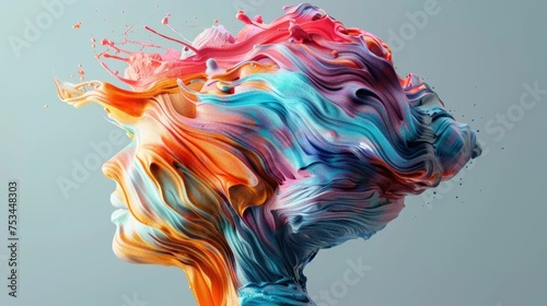 Creative colorful brain with education and success, Online education, creative mind, new idea, training, tutor, video lesson, course, knowledge and Collage school. photo