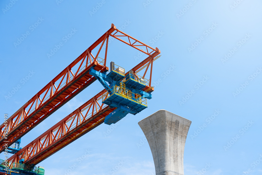 Sky train under construction, progress in joining the various blocks/modules. Sky train under construction, progress in joining the various blocks/modules.