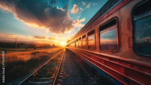 train journeys with beautiful sky,luxury travel concept