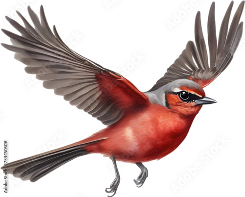 Watercolor painting of crimson chat bird. photo