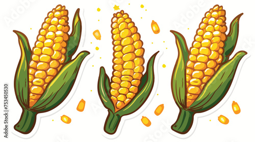 An editableat sticker of cornat vector