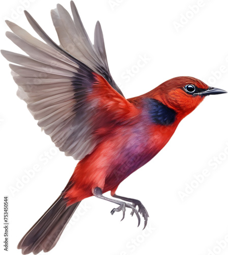 Watercolor painting of crimson chat bird. photo
