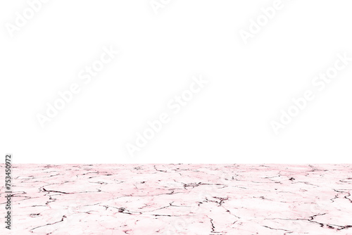 Pink Marble stone perspective texture surface isolated on transparent background with empty wall png 3d rendering image