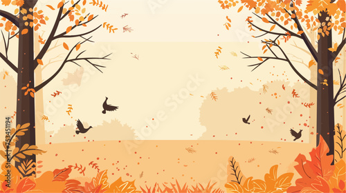 Autumn background landscape with autumn leaves on the