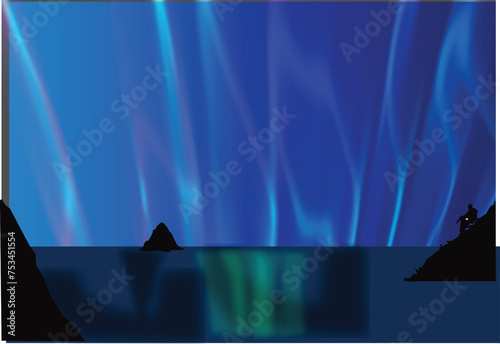 Northern light with landscape