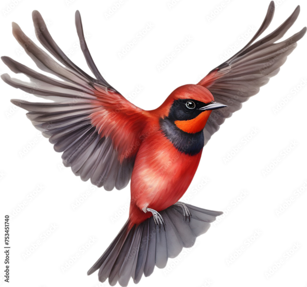 Fototapeta premium Watercolor painting of crimson chat bird.