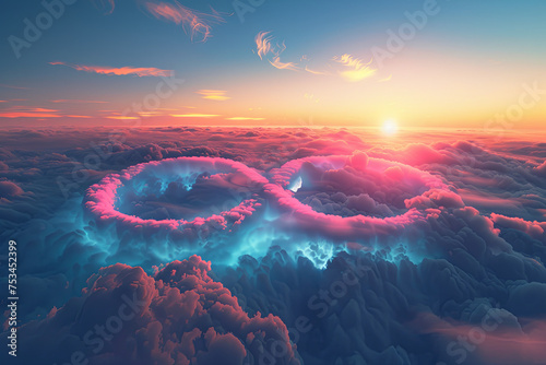 A colorful infinity symbol above the clouds photo