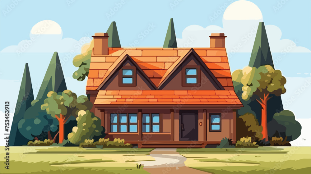 Brown house template. vector illustrationat vector