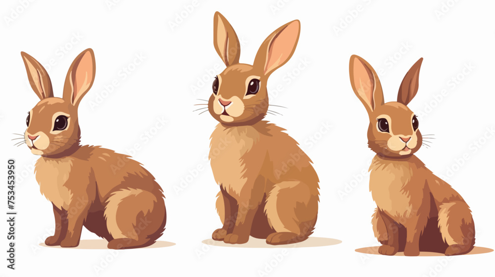 Brown Rabbit. cartoon rabbit vector Icon. Isolated