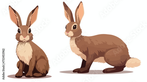 Brown Rabbit. cartoon rabbit vector Icon. Isolated © Nobel