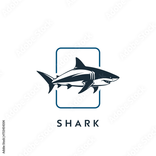 Minimalist shark vector logo design. easy to edit and replace name