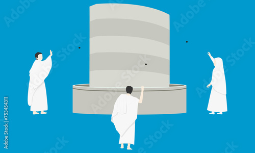 Hajj Pilgrims Are Throwing The Stone 