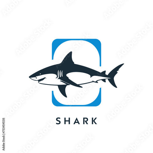Minimalist shark vector logo design. easy to edit and replace name