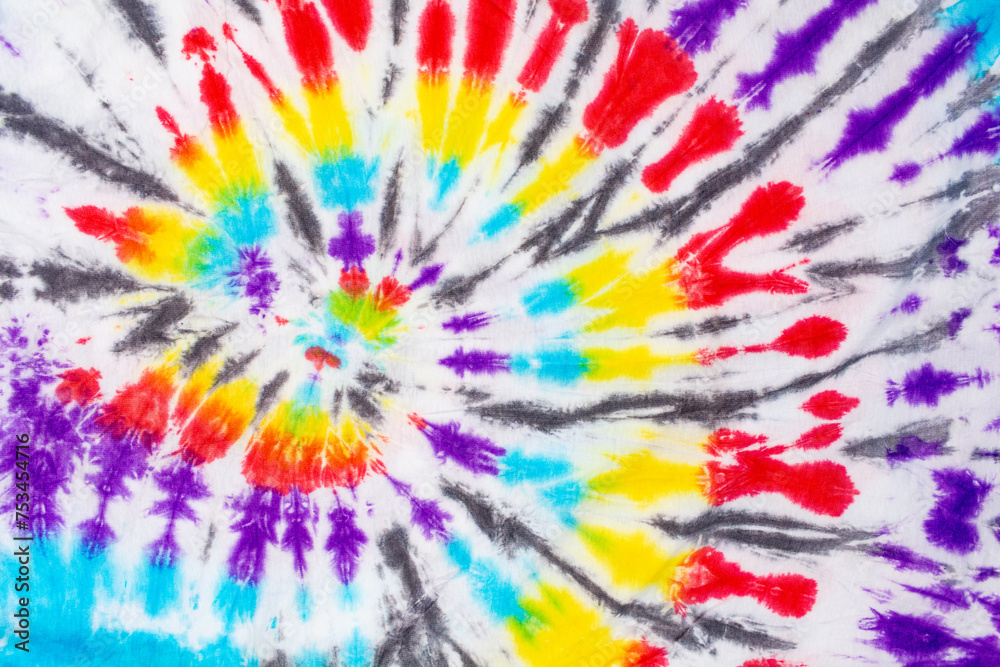 Tie dye colorful on cotton fabric abstract background.