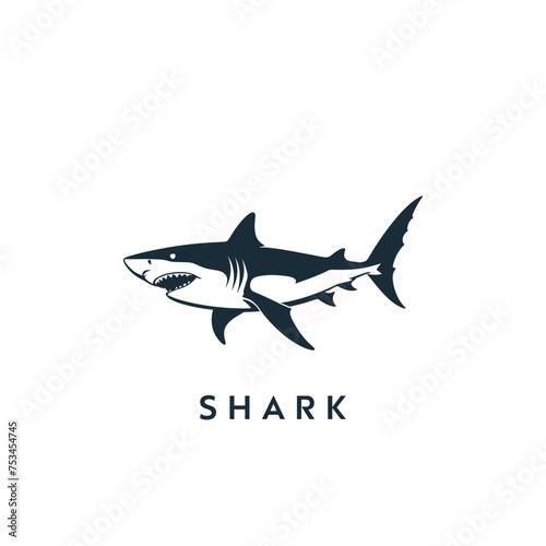 Minimalist shark vector logo design. easy to edit and replace name