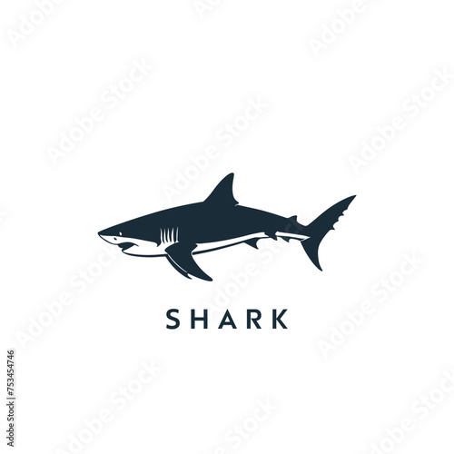Minimalist shark vector logo design. easy to edit and replace name