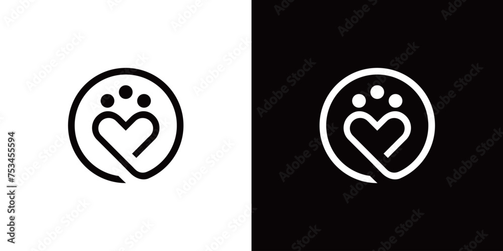 dog and cat tracks form a heart. Love Heart dog or cat with cute paw print vector illustration. Best used for pet care, pet friendly logo. dog and cat tracks form a heart. Love Heart dog or cat with cute paw print vector illustration. Best used for pet care, pet friendly logo.