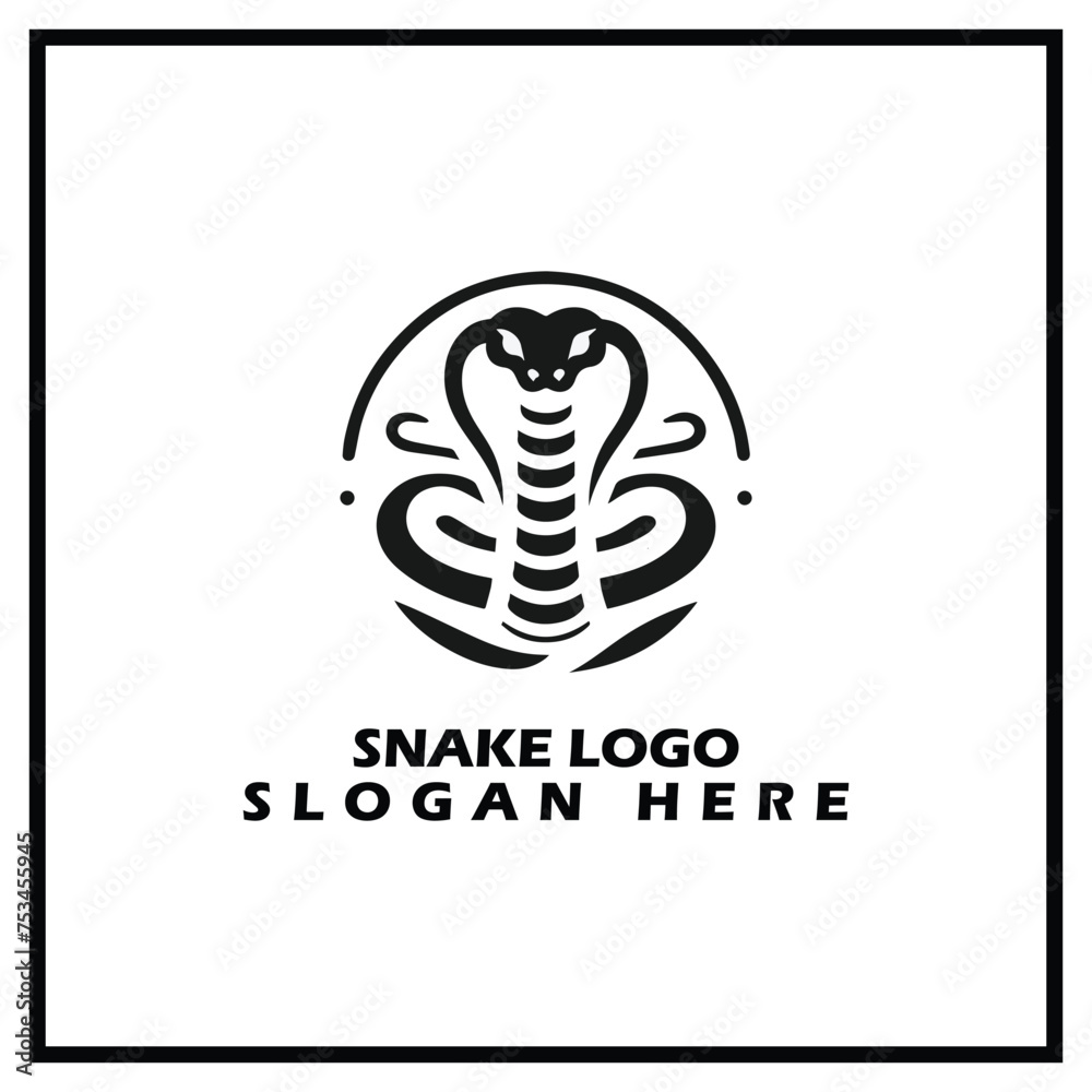 snake logo design, with a simple and elegant style, suitable for logos that have a snake theme such as a zoo