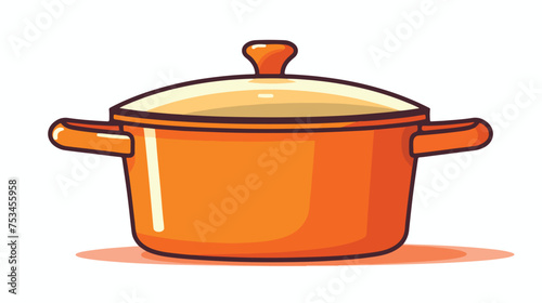 flat color retro cartoon of a cooking pot isolated