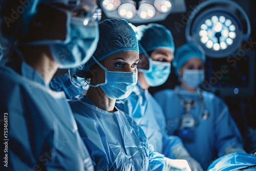 Medical team performing advanced robotic surgery in a modern operating room