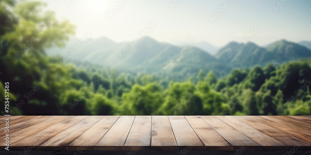 Table surface and blurred natural scenery for backdrop. Table surface and blurred natural scenery for backdrop.