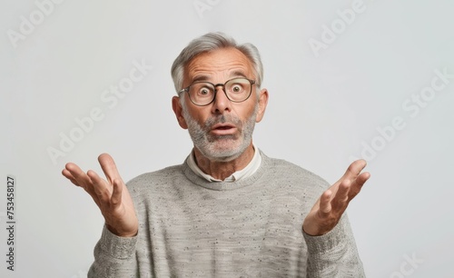 mature man worried, elderly man in glasses thinking