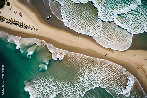 Widok na piaszczystą plażę i ocean z falami