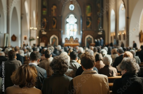 people at the church, large crowd photo