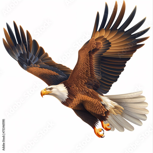 A soaring eagle: Majestic vectors portray the impressive wingspan of an eagle in flight, AI generated photo