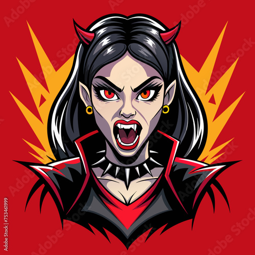 Tshirt sticker of a Let your attitude speak volumes with our fierce Horror Girl design