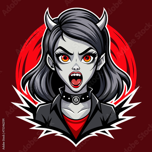 Tshirt sticker of a Let your attitude speak volumes with our fierce Horror Girl design