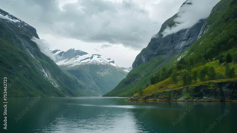 Lovatnet lake, Norway, Panoramic view 