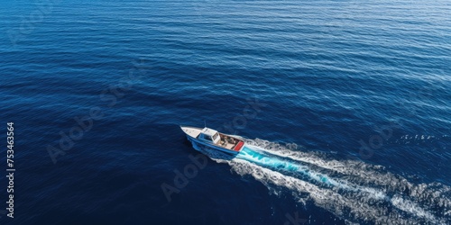 Wallpaper Mural An aerial drone photo reveals the elegance of a luxury yacht anchored in the serene embrace of a tropical island bay, its sleek silhouette juxtaposed against the shimmering turquoise sea Torontodigital.ca