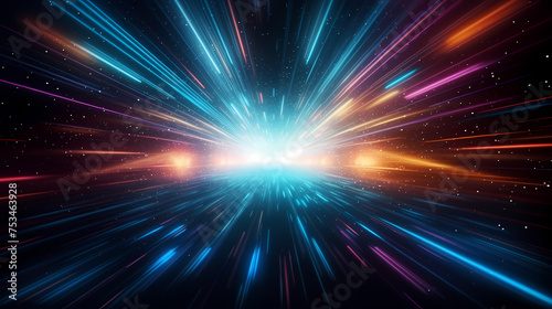 Abstract image of a space filled with bright lights
