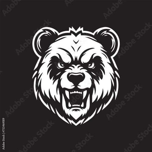 Black and white panda logo vector illustration | Panda Silhouette 