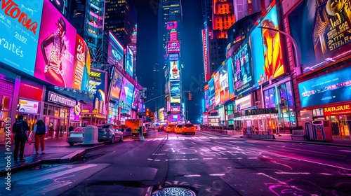 Times Square New York by night with colorful lights
 photo