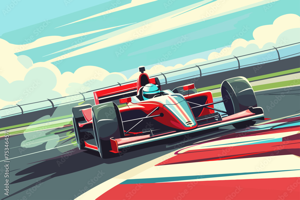 Racing Car Flat Illustration