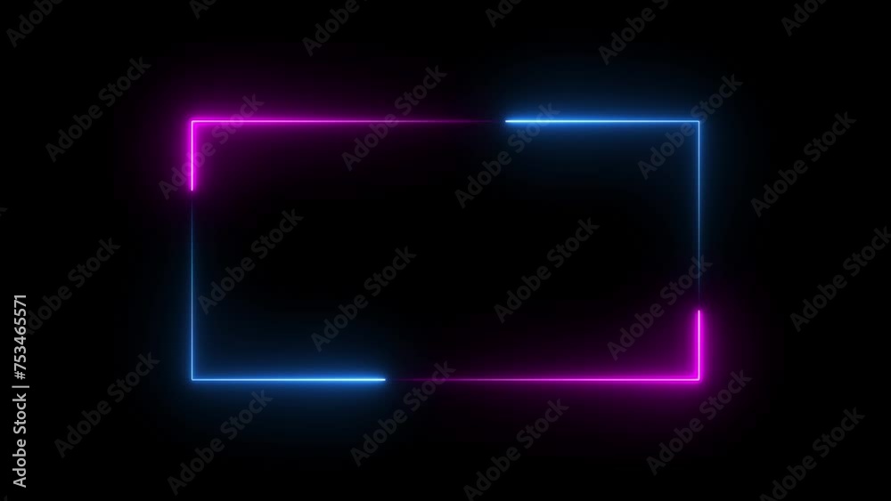 Glowing Neon light rectangle frame loading icon background in retro style, 4k video animation. Glowing Neon light rectangle frame loading icon background in retro style, 4k video animation.