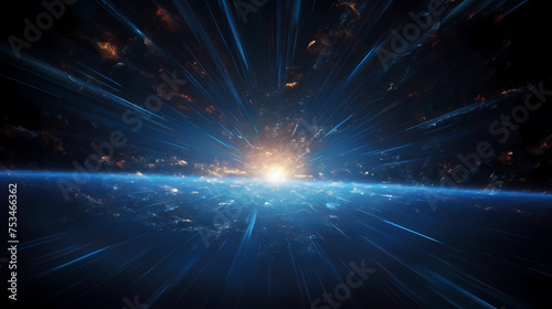 Abstract image of a space filled with bright lights