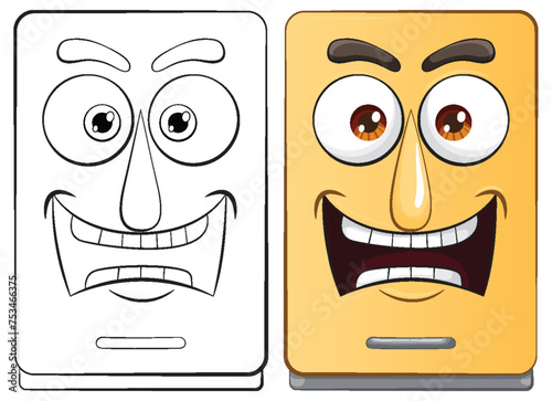 Two cartoon faces showing different expressions.