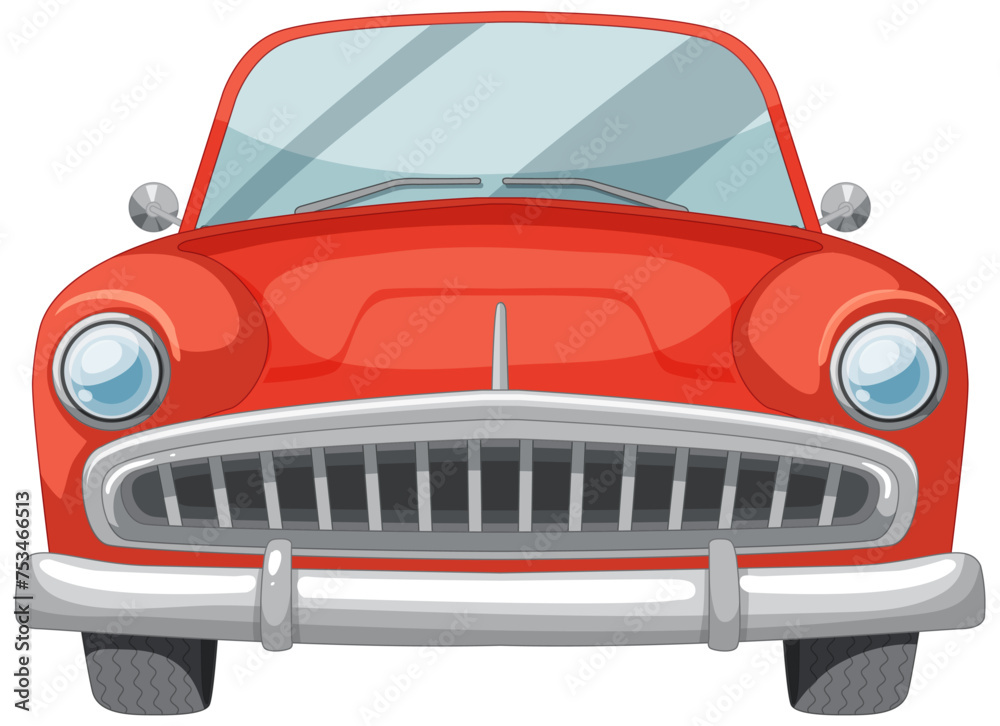 Vector illustration of a vintage red car front.