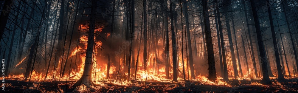 Large flames of forest fire Large flames of forest fire