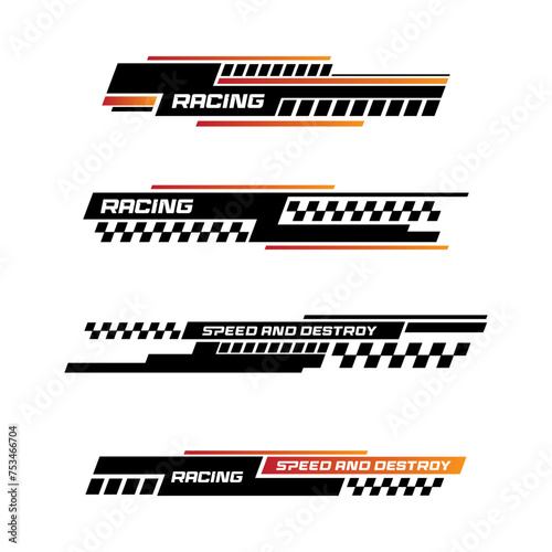 Sport racing stripes car stickers. modification body speed and drift vinyl decal for car bike and truck. Vector race car stickers isolated set