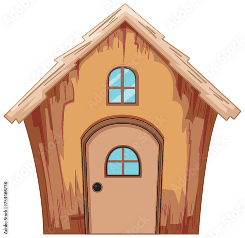 Vector graphic of a simple wooden house