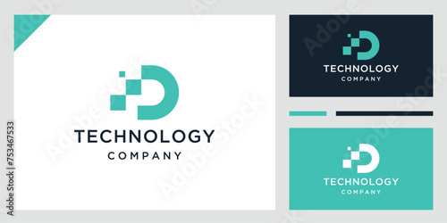 Digital Initial letter d logo desing vector
