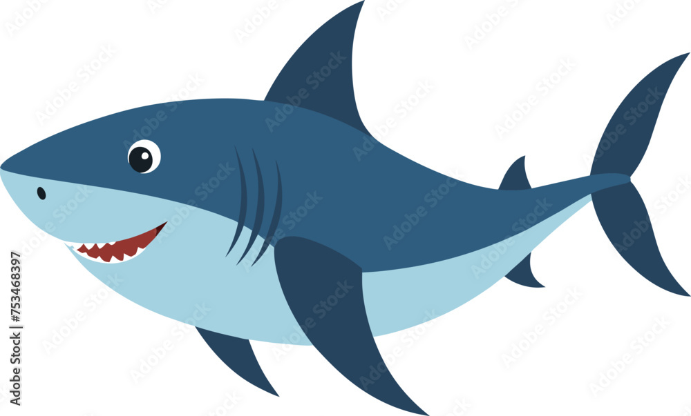 Vector hand drawn shark cartoon style illustration Vector hand drawn shark cartoon style illustration
