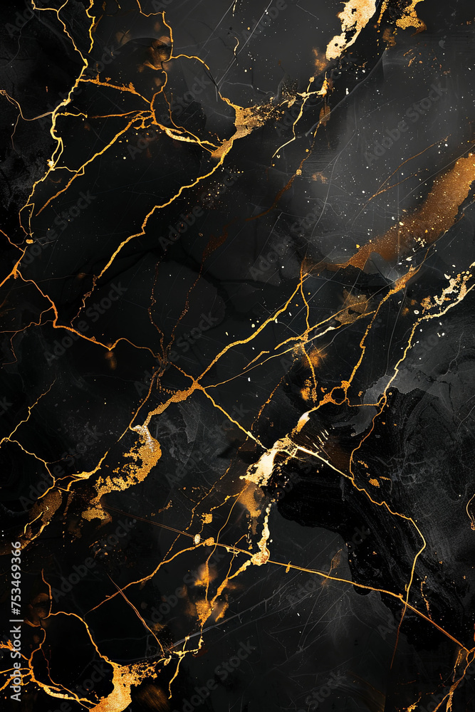 Black marble stone background with golden lines Black marble stone background with golden lines